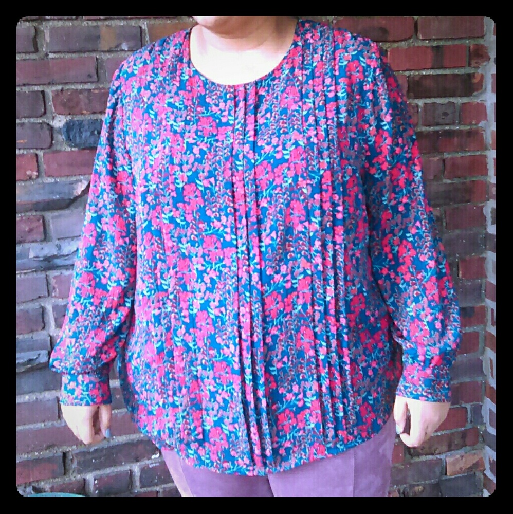 Ava & Viv Pleat Front Floral Blouse Size 2X